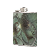 Flasques Abstrait Olive Sage Green Grey Fractal Art Imagina (Gauche)