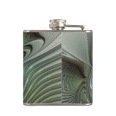 Flasques Abstrait Olive Sage Green Grey Fractal Art Imagina (Dos)