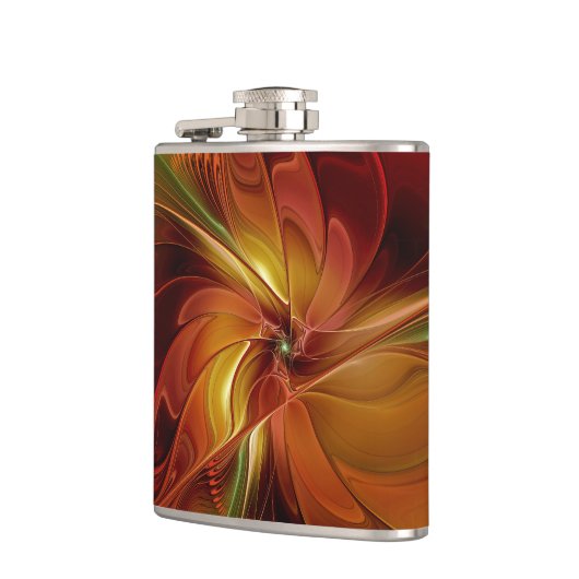 Flasques Abstrait Rouge Orange Brown Vert Fractal Art Flowe (Gauche)