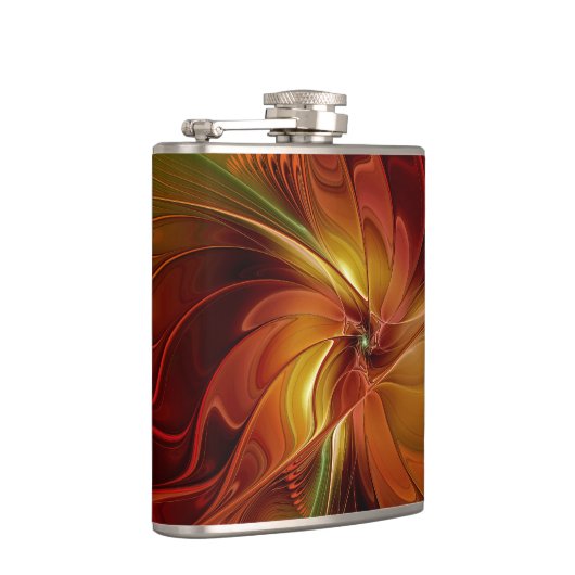 Flasques Abstrait Rouge Orange Brown Vert Fractal Art Flowe (Droite)