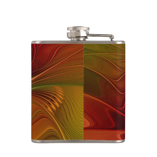 Flasques Abstrait Rouge Orange Brown Vert Fractal Art Flowe (Dos)