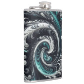 Flasques Abstrait vert, argent et noir (Droite)