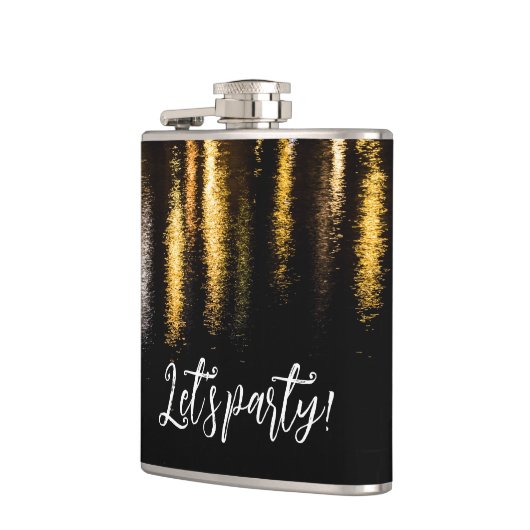 Flasques Abstraite nuit lumières mer brillant or noir Parti (Gauche)