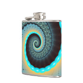 Flasques Abstraite spirale d'art fractal bleu turquoise ora (Gauche)