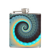 Flasques Abstraite spirale d'art fractal bleu turquoise ora (Devant)