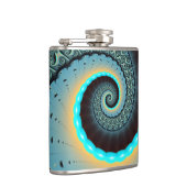 Flasques Abstraite spirale d'art fractal bleu turquoise ora (Droite)