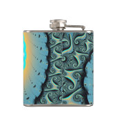 Flasques Abstraite spirale d'art fractal bleu turquoise ora (Dos)