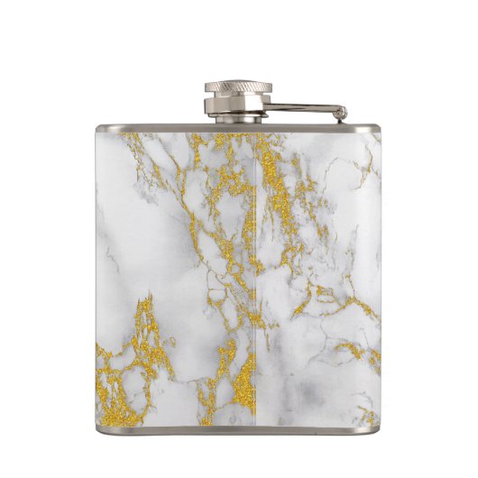 Flasques Accent Or en pierre de Marbre blanc monogramme (Dos)