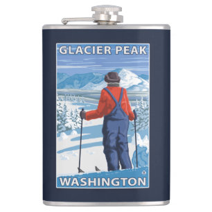 Flasques Admirer de skieur - crête de glacier, Washington