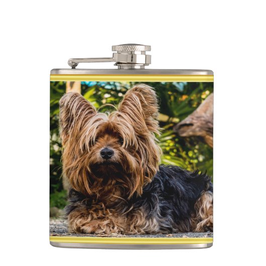Flasques Adorable sweet Yorkshire terrier gold foil design (Devant)