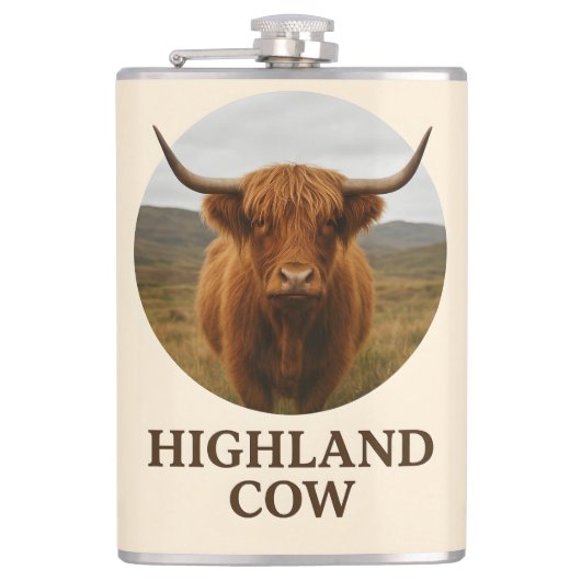 Flasques Affiche de portrait de vache des Highlands avec "V (Devant)