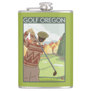 Flasques Affiche de Vintage voyage de scène d'OregonGolf