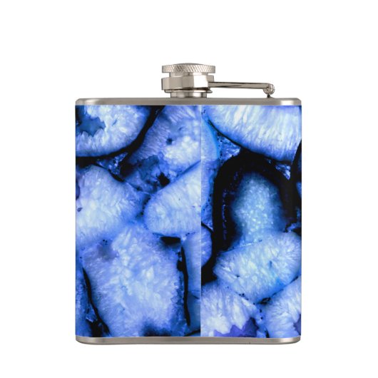 Flasques Agate de quartz bleu, Geodes bleues, motif abstrai (Dos)