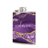 Flasques Agate Violet violet or Parties scintillant Géode N (Gauche)