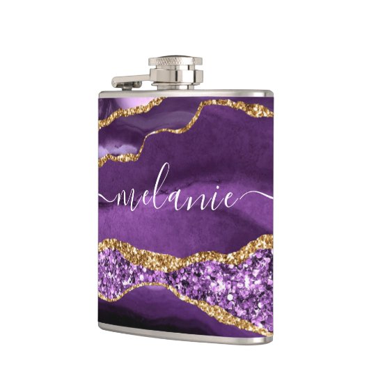 Flasques Agate Violet violet or Parties scintillant Géode N (Gauche)