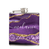 Flasques Agate Violet violet or Parties scintillant Géode N (Devant)