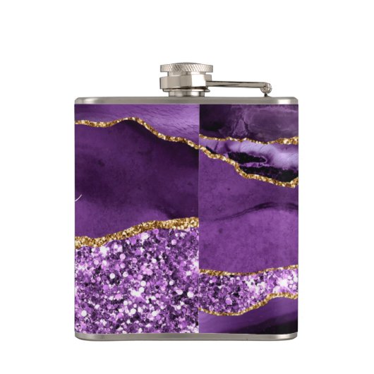 Flasques Agate Violet violet or Parties scintillant Géode N (Dos)