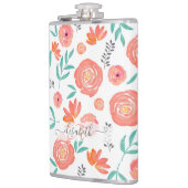Flasques Ajouter le nom + le motif floral d'aquarelle de co (Gauche)