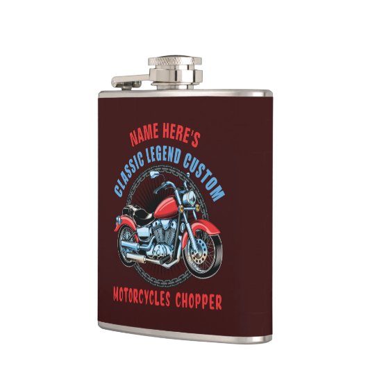 Flasques Ajouter un nom Classic Custom Red Motorcycle Chopp (Gauche)