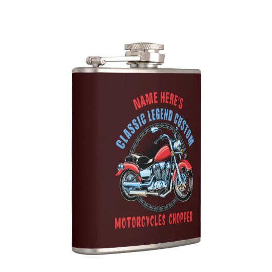 Flasques Ajouter un nom Classic Custom Red Motorcycle Chopp (Droite)