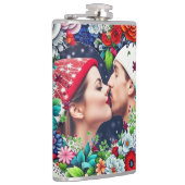 Flasques Ajouter votre image | Cadre cardiaque floral (Droite)