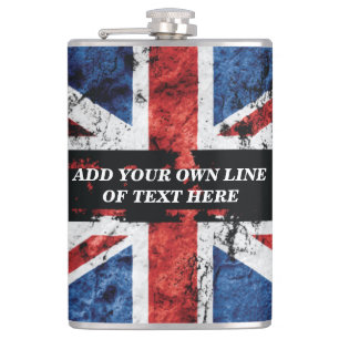 Flasques Ajouter votre texte sur le drapeau anglais Jeu d'o