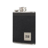 Flasques Ajoutez vos initiales - blanches et cuir noir (Gauche)