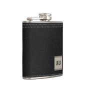 Flasques Ajoutez vos initiales - blanches et cuir noir (Droite)