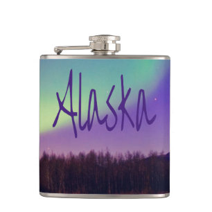 Flasques Alaska Northern Lights Mountains Lake