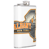 Flasques Albany New York State Outline Map Label Design (Droite)