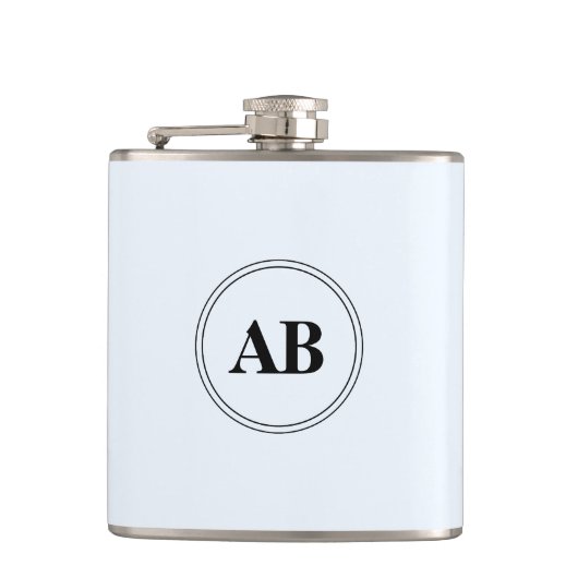 Flasques Alice bleu couleur unie avec monogramme (Devant)