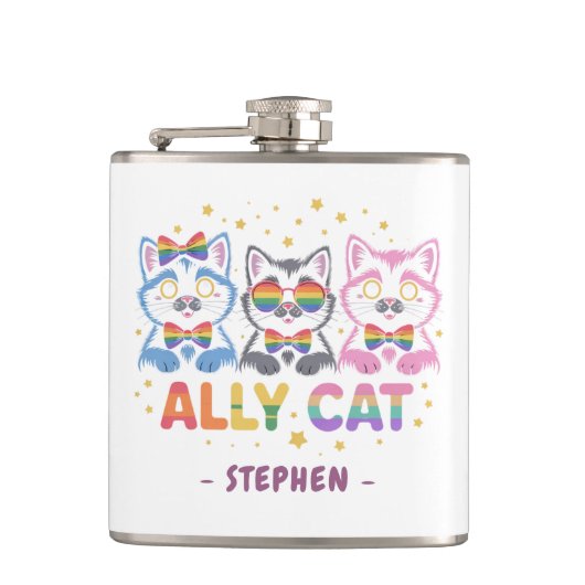 Flasques Ally Cat - Chat joli couleur LGBTQ Pride (Devant)