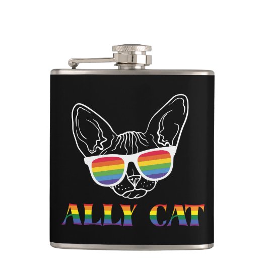Flasques Ally Cat - Cute Pride Cat avec lunettes de soleil (Devant)