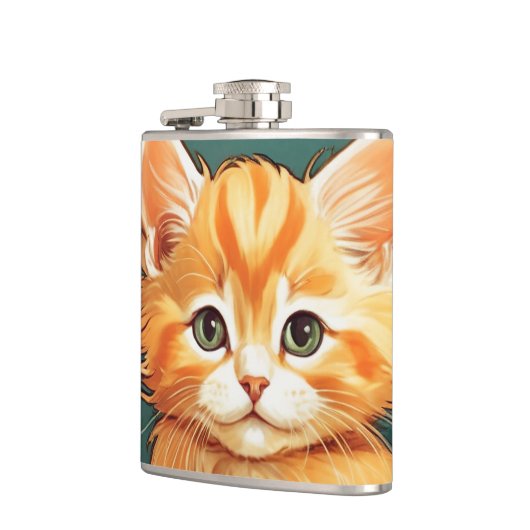 Flasques Alphonse Mucha Style Chat orange (Gauche)