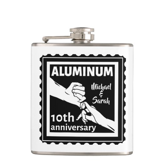 Flasques ALUMINUM cadeau traditionnel 10e anniversaire mari (Devant)