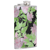 Flasques amas de jolies fleurs roses et feuilles florales (Droite)