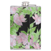 Flasques amas de jolies fleurs roses et feuilles florales (Dos)