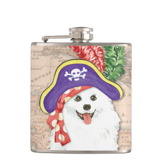 Flasques American Eskimo Chien Pirate Hip Flask (Devant)