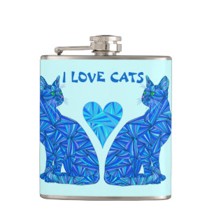 Flasques Amoureux des chats s'asseyant abstrait de chats