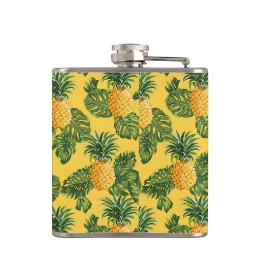 Flasques Ananas et Feuilles tropicaux en or (Dos)