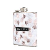 Flasques ananas rose d'or de marbre blanc moderne élégant (Gauche)