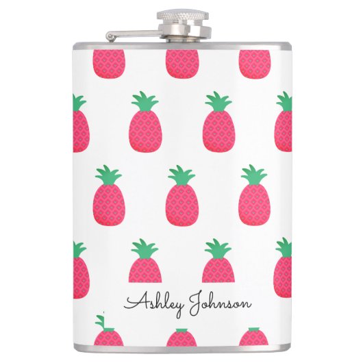 Flasques Ananas rose Motif mignon blanc (Devant)