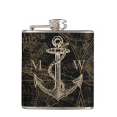 Flasques Ancien Monde Ancre nautique Monogramme Noir (Devant)