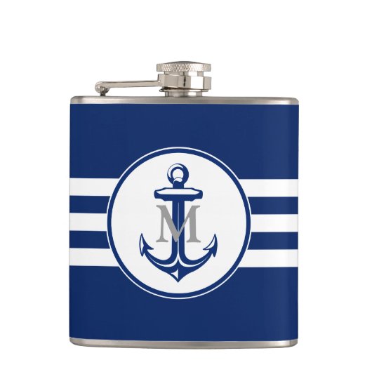 Flasques Ancre bleue avec le monogramme (Devant)