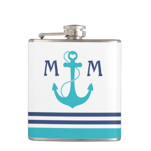 Flasques Ancre cardiaque marine turquoise (Devant)