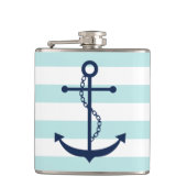 Flasques Ancre Motif de la Monnaie Blanche et Bleue Large (Devant)