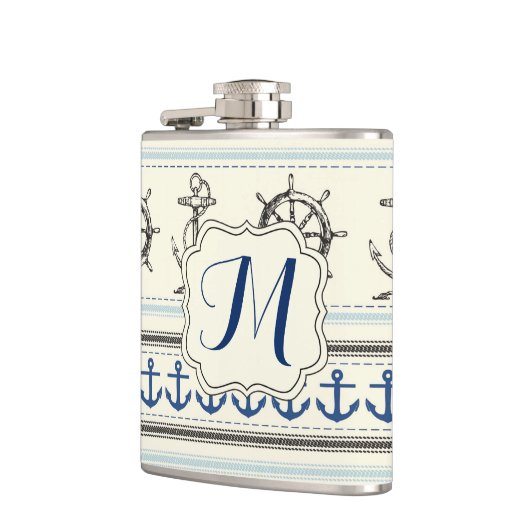Flasques Ancre nautique Rop Monogram Whiskey Flask (Gauche)