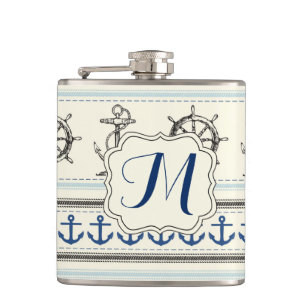 Flasques Ancre nautique Rop Monogram Whiskey Flask