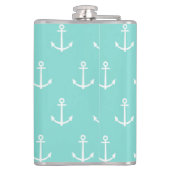 Flasques Ancres blanches à la menthe, Monogramme rose chaud (Dos)