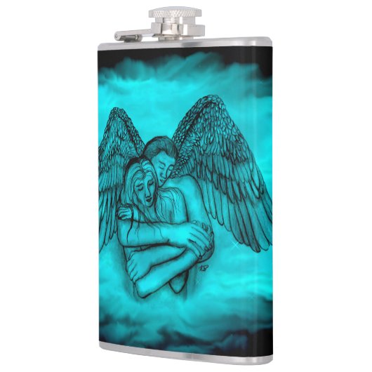 Flasques Angel Eros en amour, design noir et vert (Gauche)